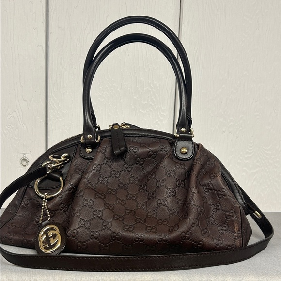 Gucci Dark Brown Embossed Shoulder Bag - Picture 11 of 11